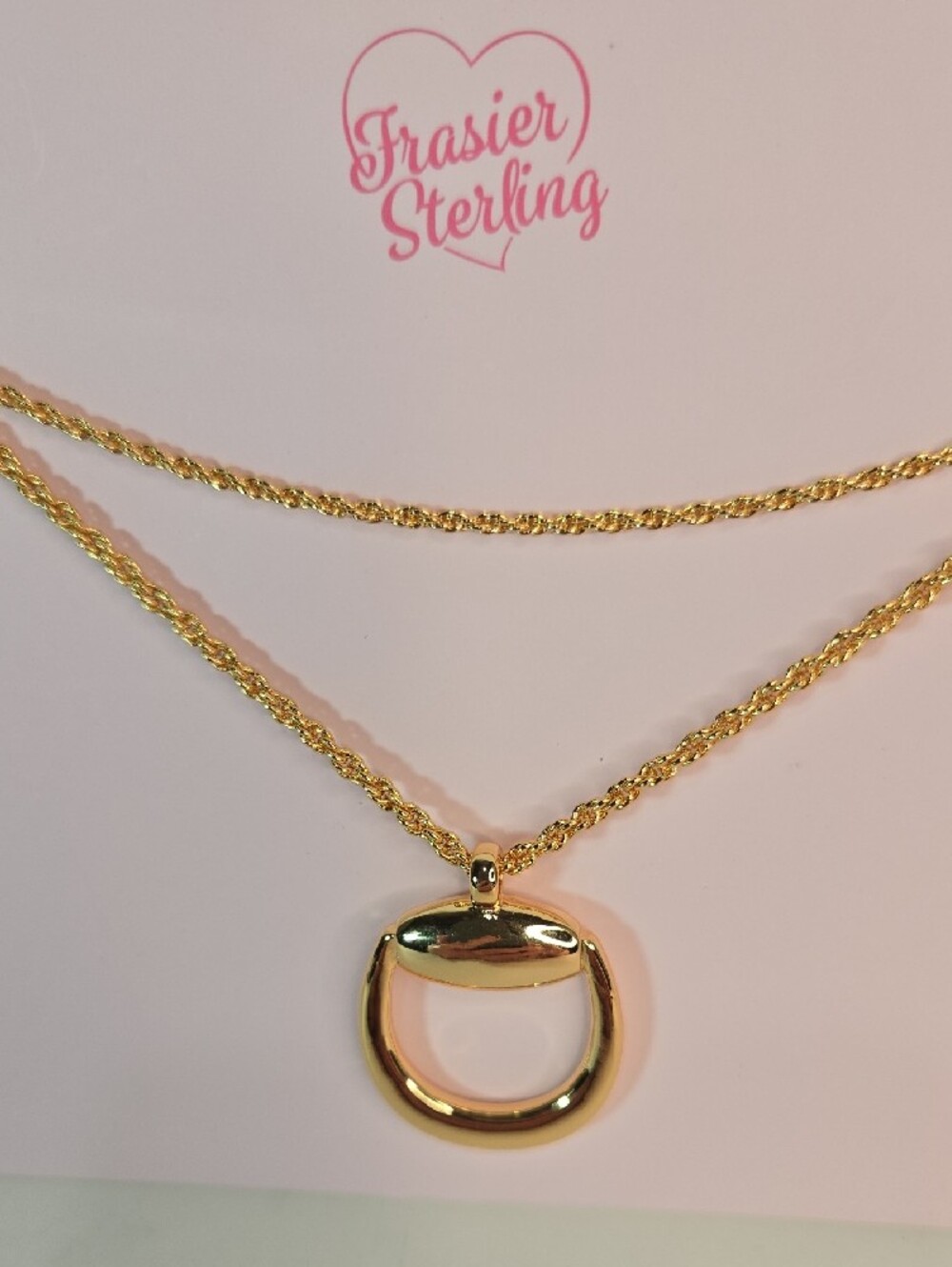 Frasier Sterling Gold-Tone Horse Bit Pendant Double Strand Necklace  Adjustable